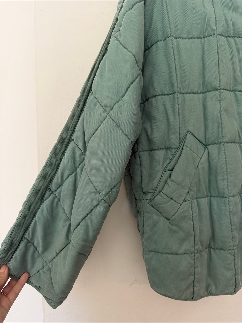 Free People Women’s M Teal Dolman Quilted Knit Jacket *see description - Picture 3 of 7